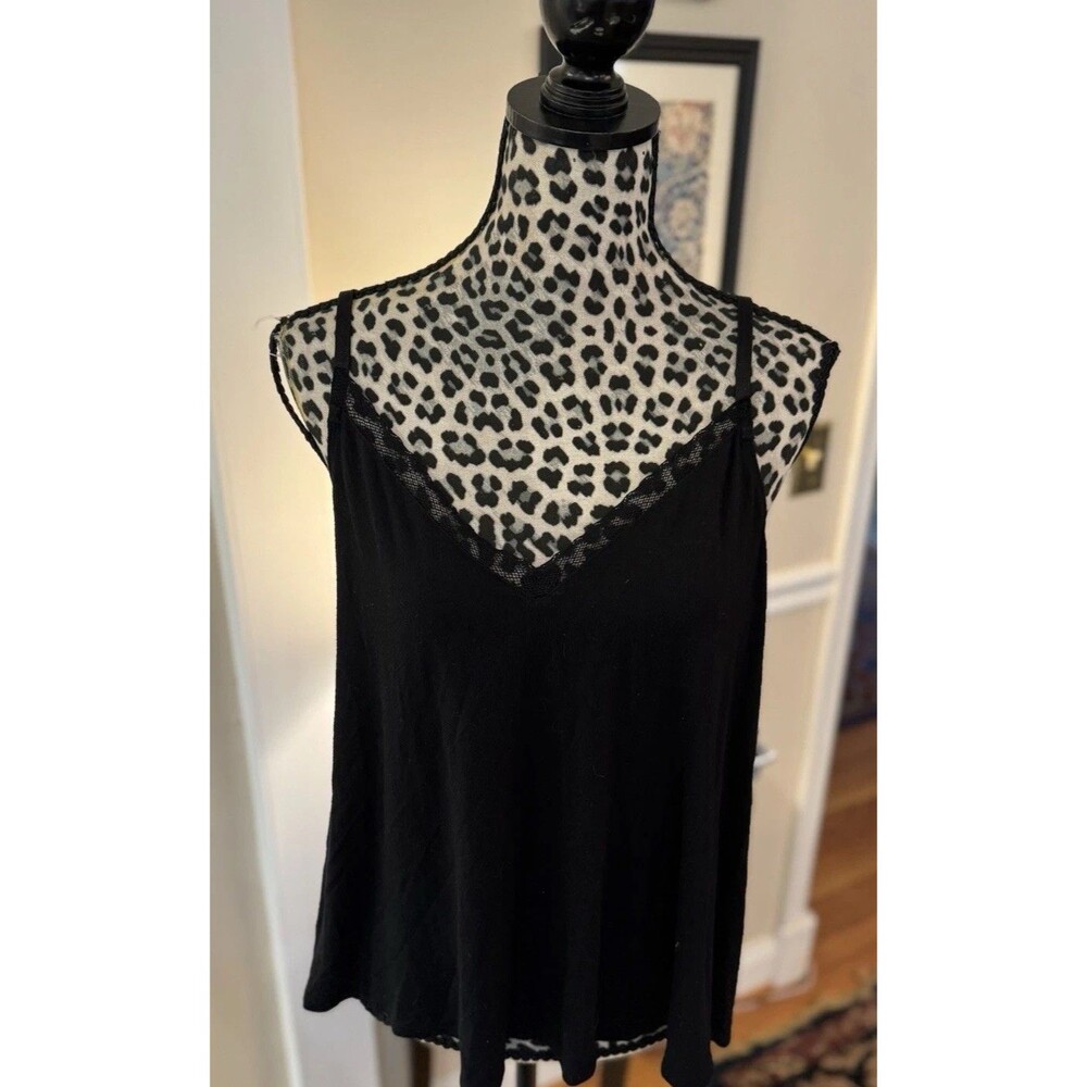 Gilligan O’Malley camisole black top size large Y2K Lacy Tunic Adjustable